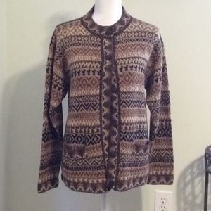 ❤️EUC unbranded brown pattern L/S cardigan